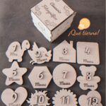 ANUARIO FOTOGRAFICO QUE TIERNO LAS PALMAS CANARIAS TABLITAS MADERA MESES CUMPLEMES MI PRIMER AÑO