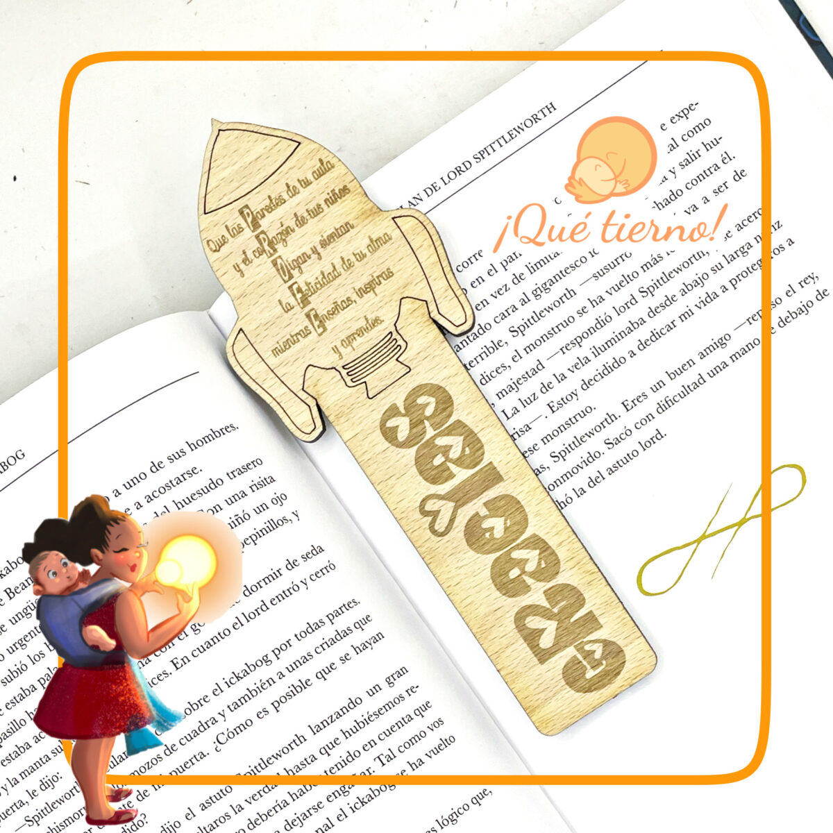 QUE TIERNO MARCAPÁGINA MADERA