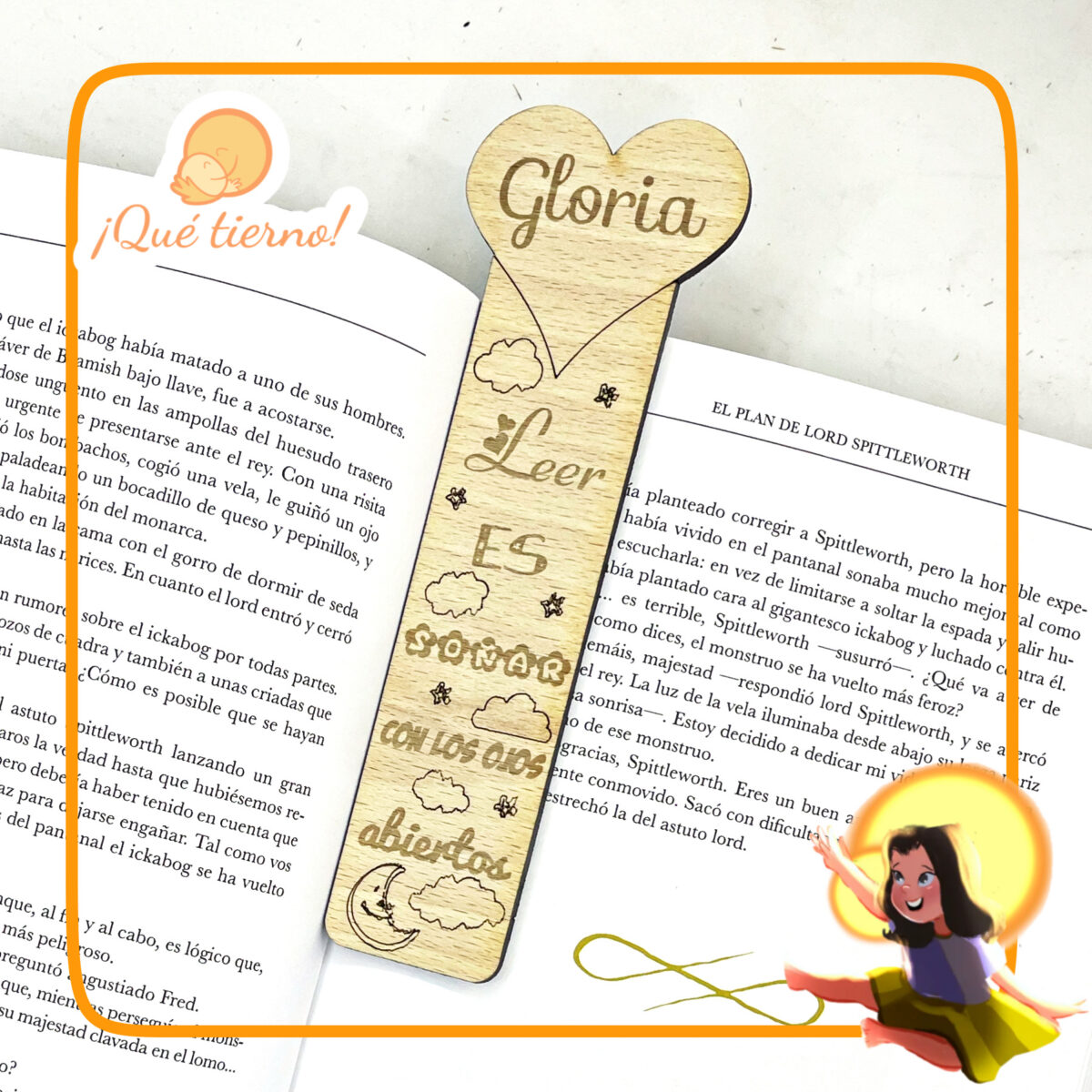 QUE TIERNO MARCAPÁGINA MADERA