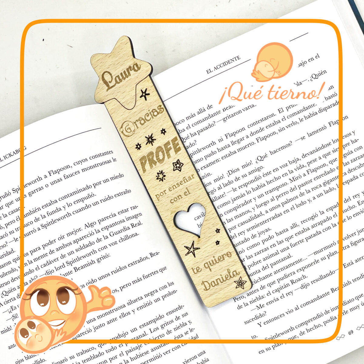 QUE TIERNO MARCAPÁGINA MADERA