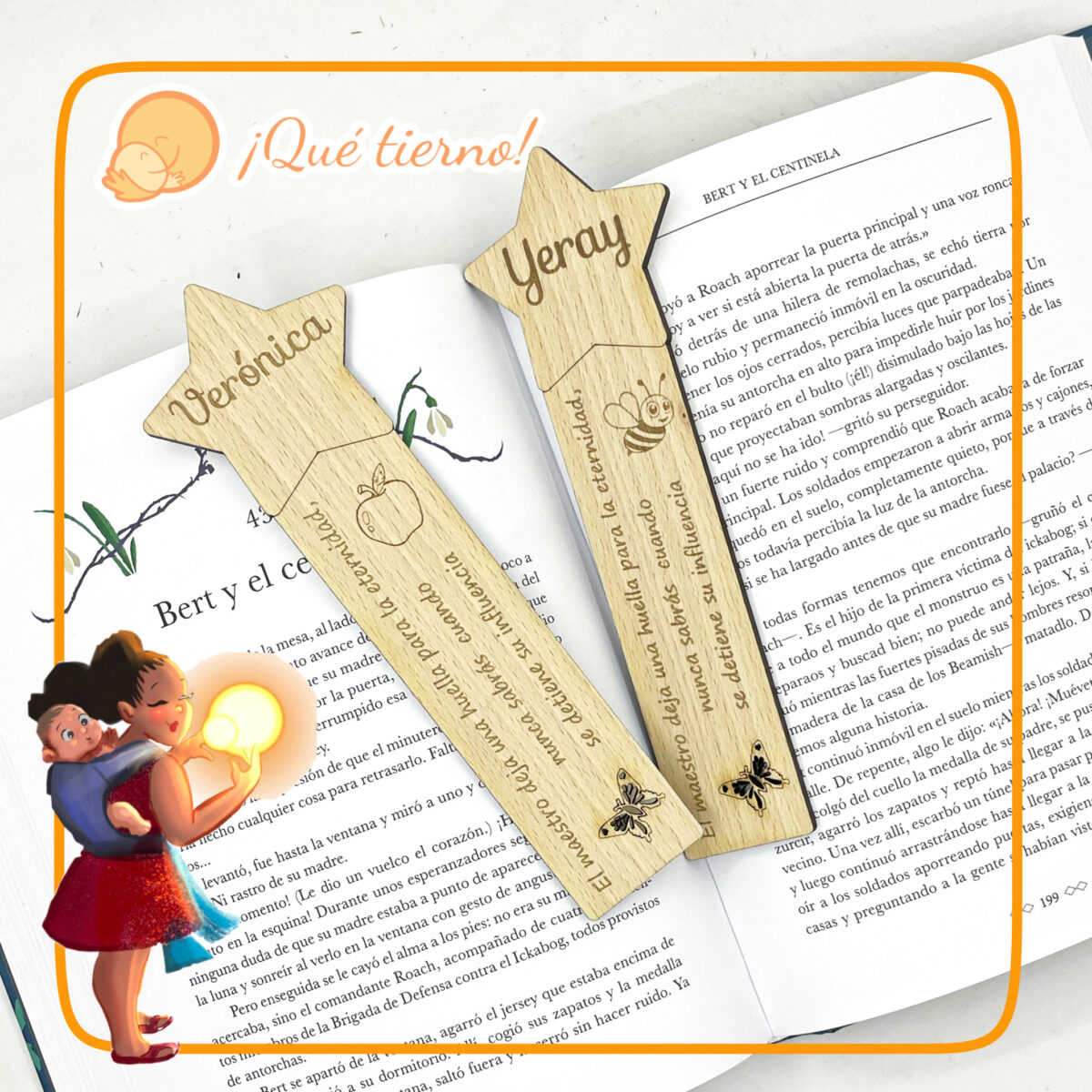 QUE TIERNO MARCAPÁGINA MADERA