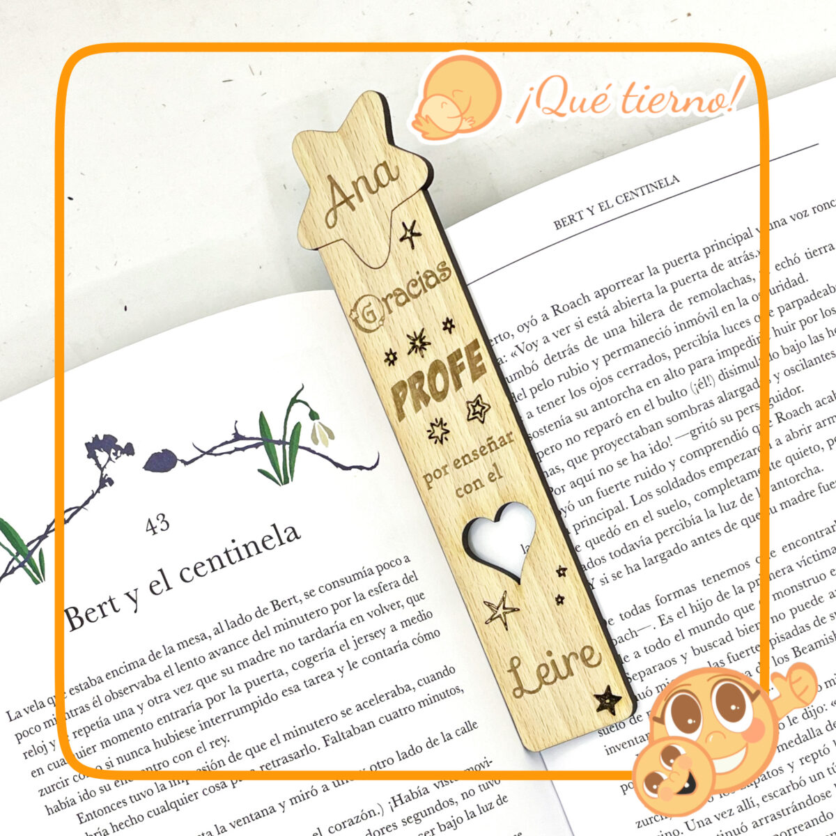 QUE TIERNO MARCAPÁGINA MADERA