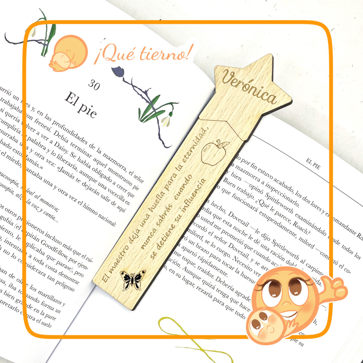 QUE TIERNO MARCAPÁGINA MADERA