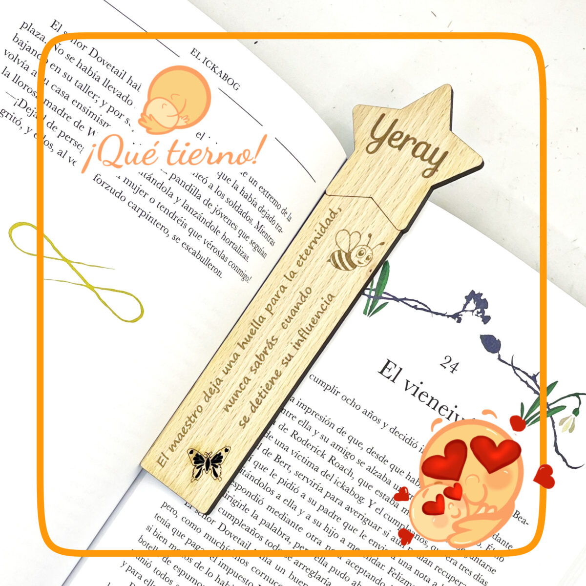 QUE TIERNO MARCAPÁGINA MADERA