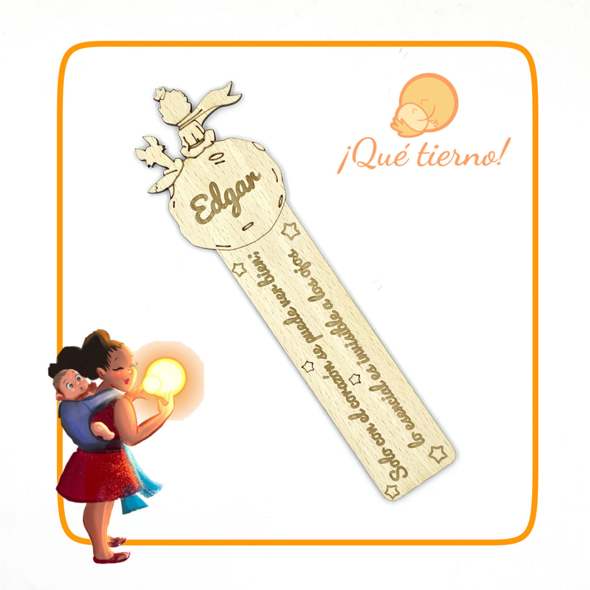 QUE TIERNO MARCAPÁGINA MADERA