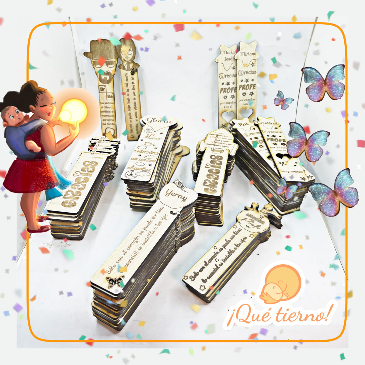 QUE TIERNO MARCAPÁGINA MADERA