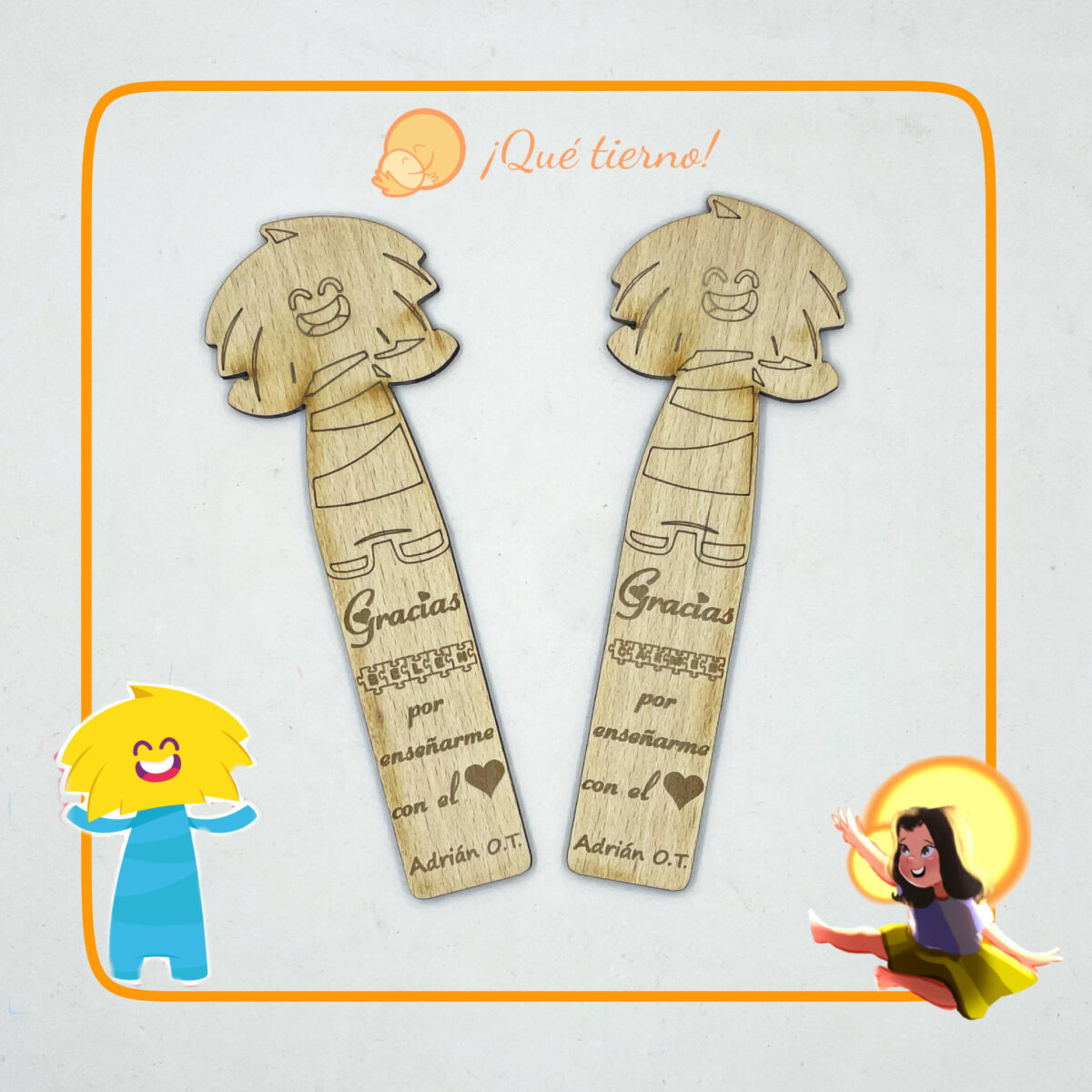 QUE TIERNO MARCAPÁGINA MADERA