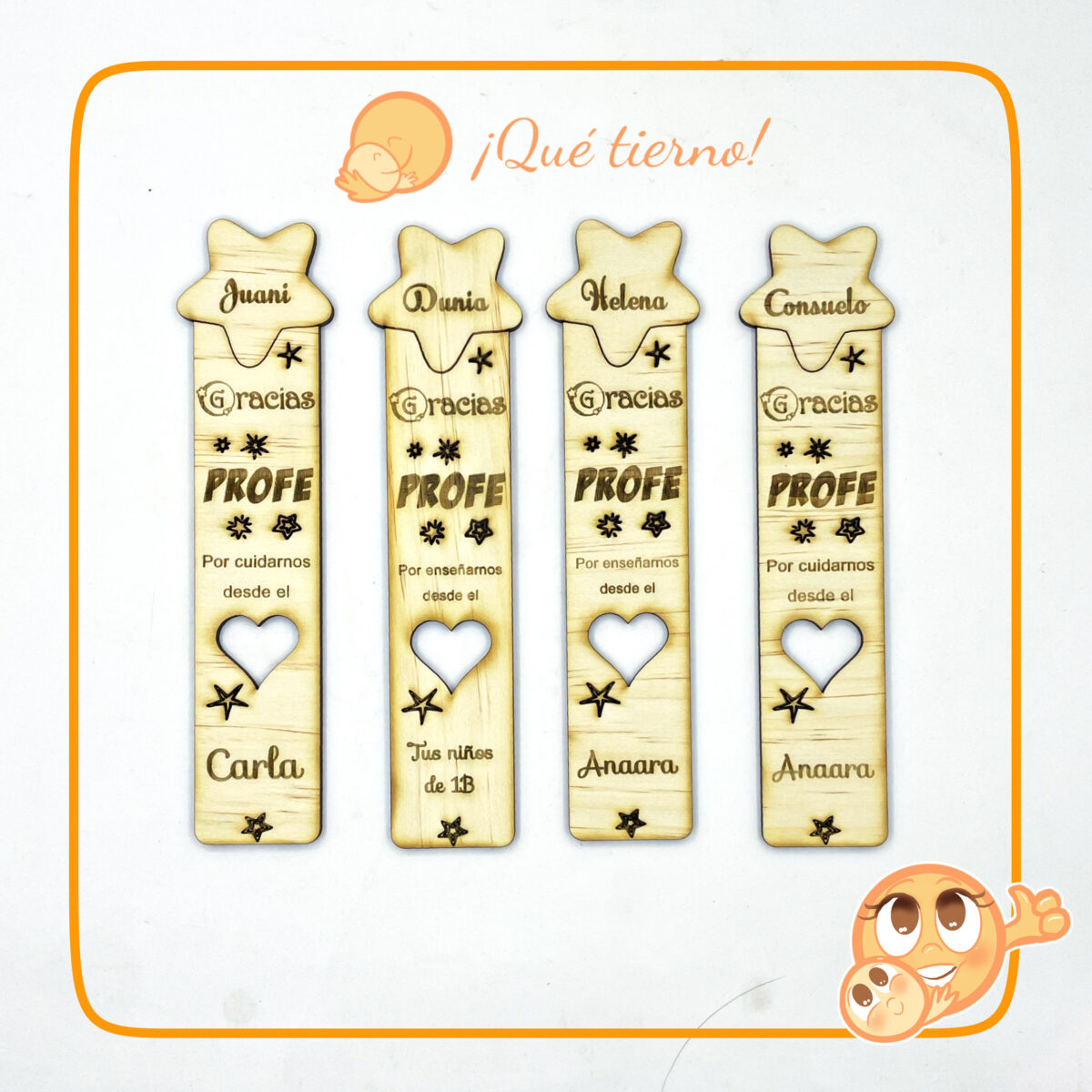 QUE TIERNO MARCAPÁGINA MADERA