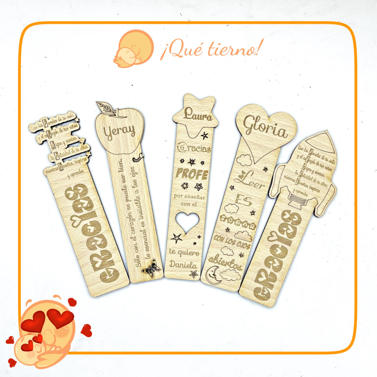 QUE TIERNO MARCAPÁGINA MADERA