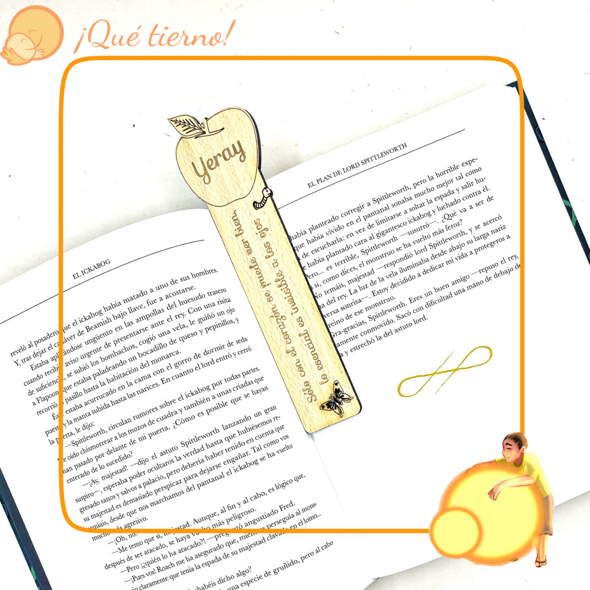 QUE TIERNO MARCAPÁGINA MADERA