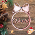 BOLA NAVIDAD MADERA 16 LAZO Y ESTRELLAS