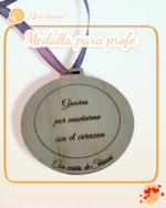 MEDALLAS QUE TIERNO LAS PALMAS COLEGIO FIN DE CURSO MADERA PERSONALIZADO GRABADO LASER COLOR CANARIAS