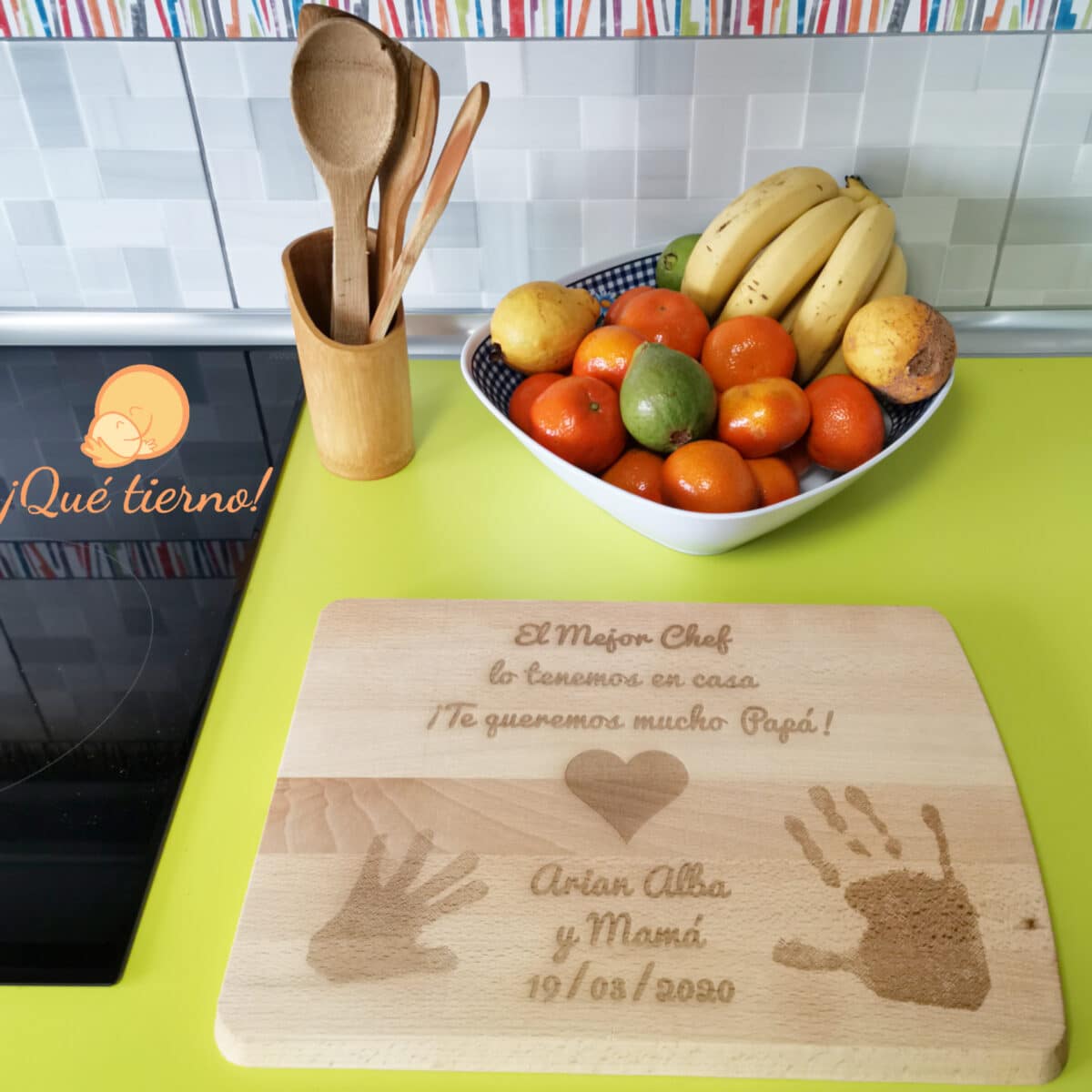 QUE TIERNO LAS PALMAS CANARIAS TABLA DE COCINA PERSONALIZADA MADERA