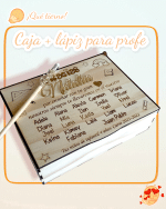 CAJA PROFE MÁS BOLIGRAFO QUE TIERNO CANARIAS LAS PALMAS PEROSNALIZADO MADERA BONITO ORO ESPEJO