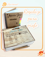 CAJA PROFE MÁS BOLIGRAFO QUE TIERNO CANARIAS LAS PALMAS PEROSNALIZADO MADERA BONITO TURQUESA