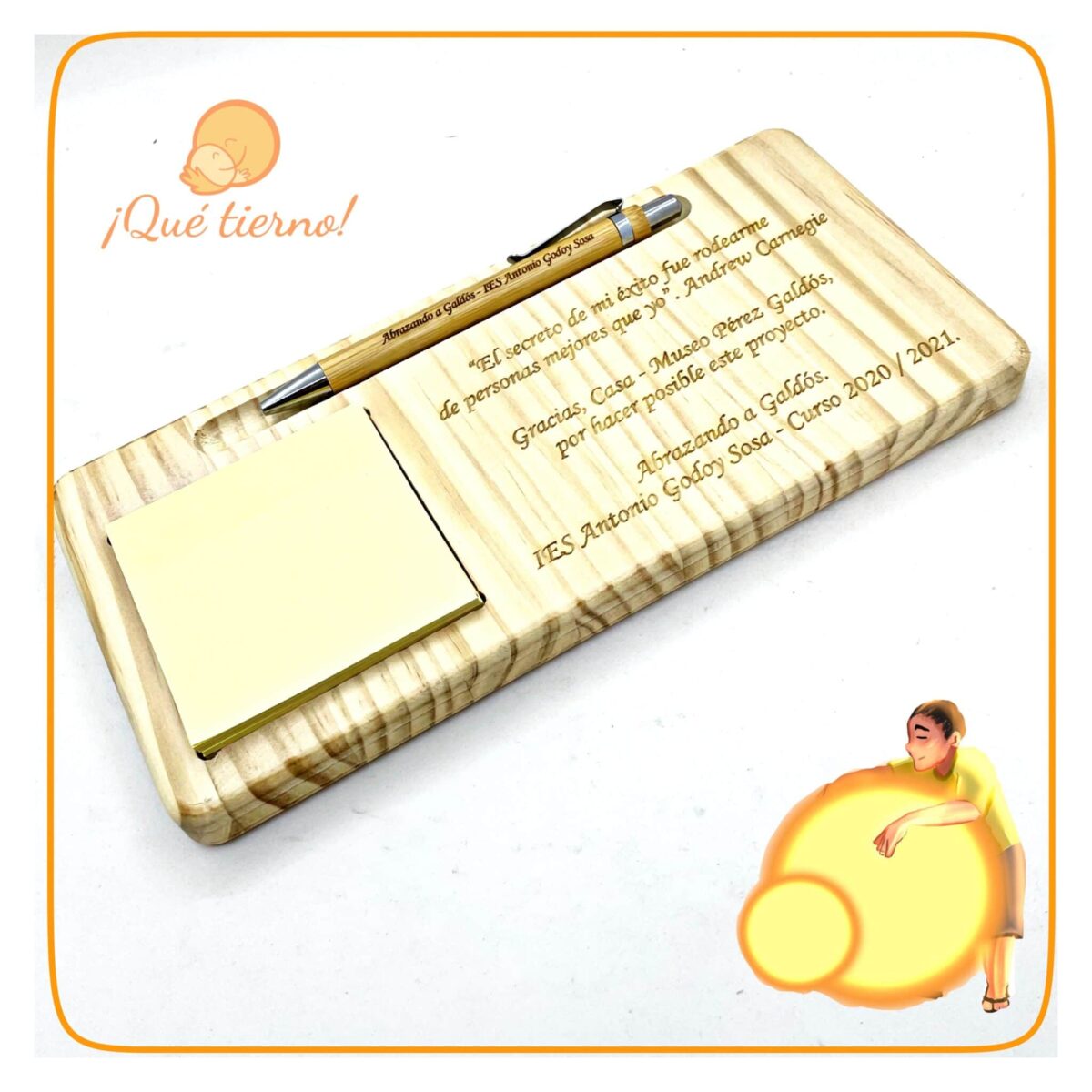 Portaposit y bolígrafo de bambú - Imagen 2