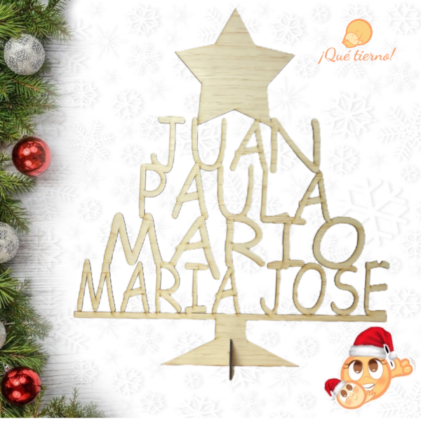 QUE-TIERNO-LAS-PALMAS-NAVIDAD-MADERA-ARBOL-DE-NAVIDAD-PERSONALIZADO-NOMBRES