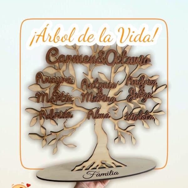 QUE TIERNO ARBOL DE LA FAMILIA PERSONALIZADO MADERA SOBREMESA LAS PALMAS CANARIAS