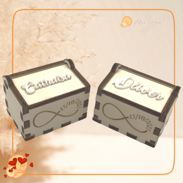 QUE TIERNO - LAS PALMAS CAJA ANILLOS BODA MADERA METACRILATO INFINITO