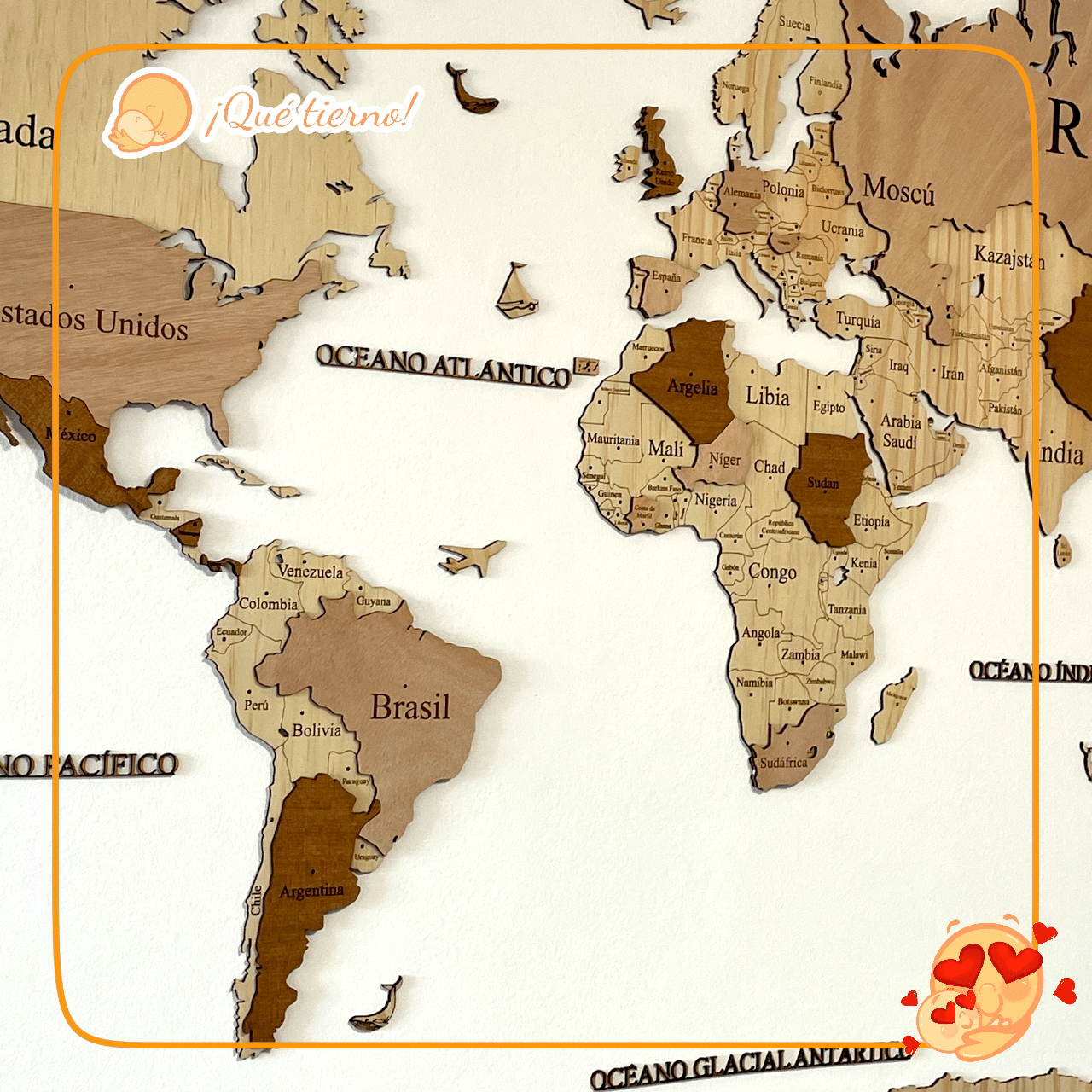 Mapa mundial madera Mapamundi de madera Roble mapa del mundo