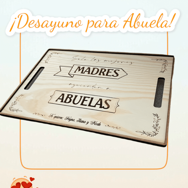 BANDEJA PARA ABUELA - QUETIERNO LAS PALMAS CANARIAS MADERA PERSONALIZADO
