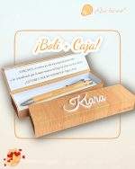 CAJA CON BOLIGRAFO PERSONALIZADO QUE TIERNO MADERA BAMBU PROFE