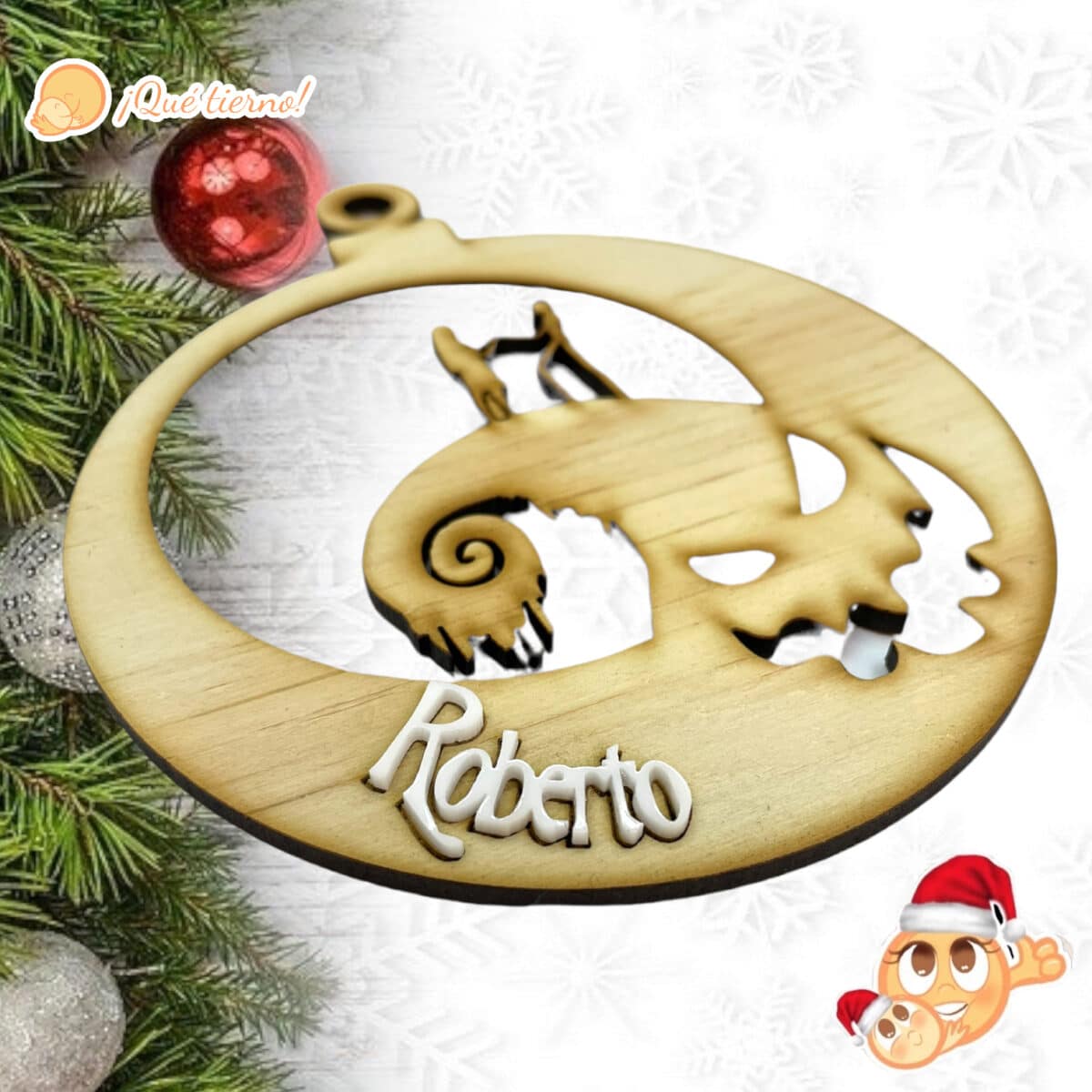 QUE TIERNO - BOLAS MADERA NAVIDAD PERSONALIZADO BOLA NOMBRE CANARIAS LAS PALMAS (6) Bola Pesadilla antes de Navidad - Imagen 5