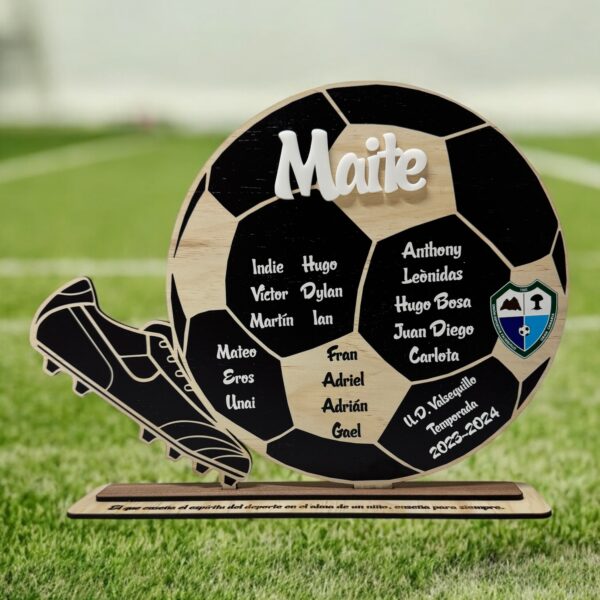 PLACA-ENTRENADOR-TROFEO-FUTBOL-BALONCESTO-VOLEIBOL-DEPORTE-CANARIAS-QUE-TIERNO-LAS-PALMAS-MADERA-PERSONALIZADO-FIN-DE-CURSO-TEMPORADA