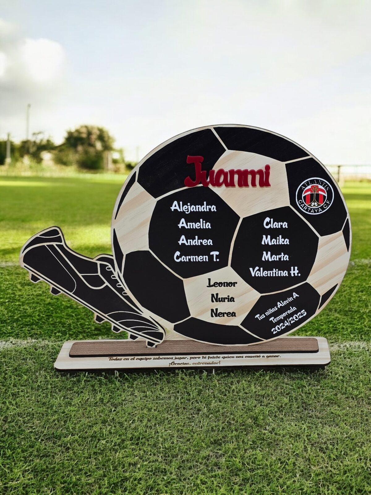 PLACA-ENTRENADOR-TROFEO-FUTBOL-BALONCESTO-VOLEIBOL-DEPORTE-CANARIAS-QUE-TIERNO-LAS-PALMAS-MADERA-PERSONALIZADO-FIN-DE-CURSO-TEMPORADA