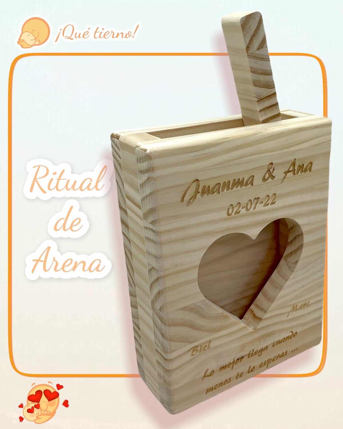 RITUAL DE ARENA MADERA MACIZA PINO QUE TIERNO CANARIAS LAS PALMAS PERSONALIZADO