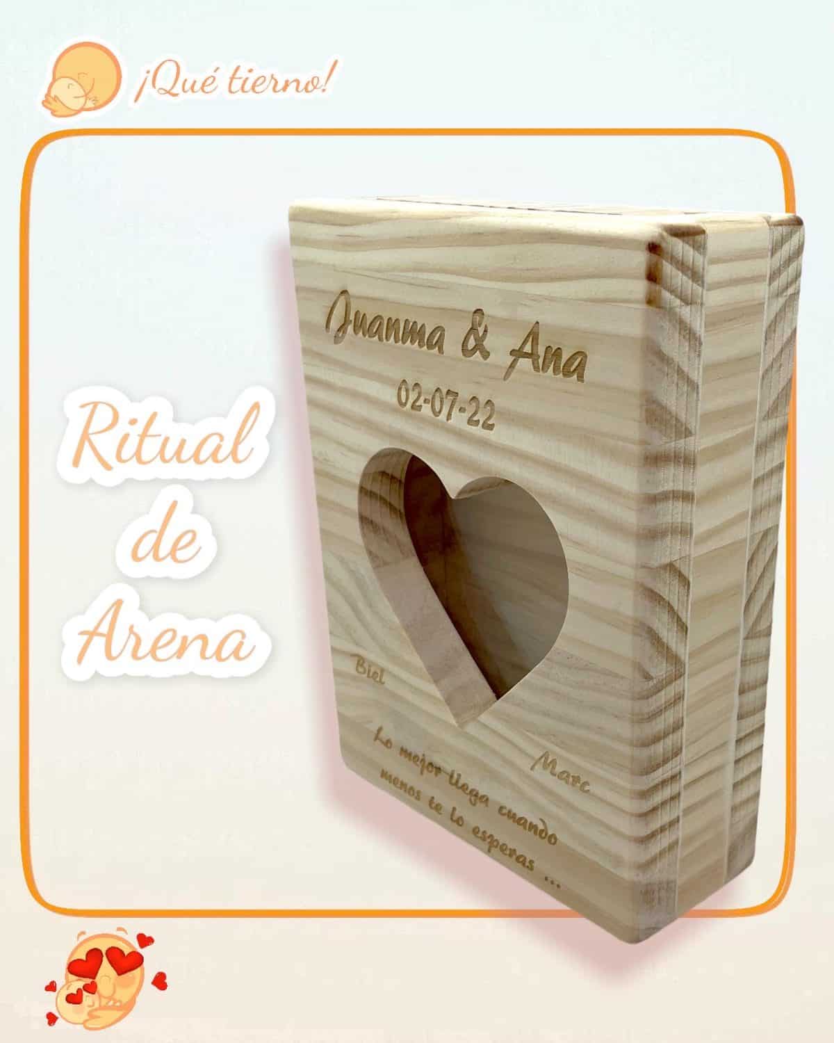 RITUAL DE ARENA MADERA MACIZA PINO QUE TIERNO CANARIAS LAS PALMAS PERSONALIZADO