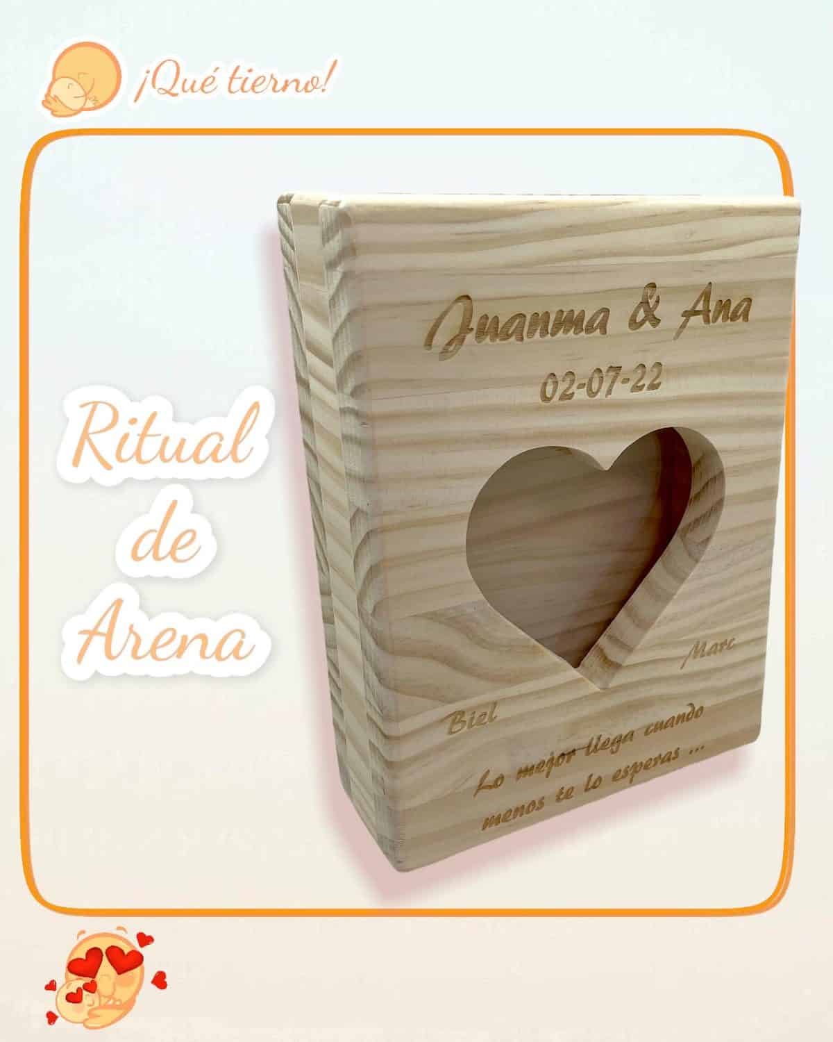 RITUAL DE ARENA MADERA MACIZA PINO QUE TIERNO CANARIAS LAS PALMAS PERSONALIZADO