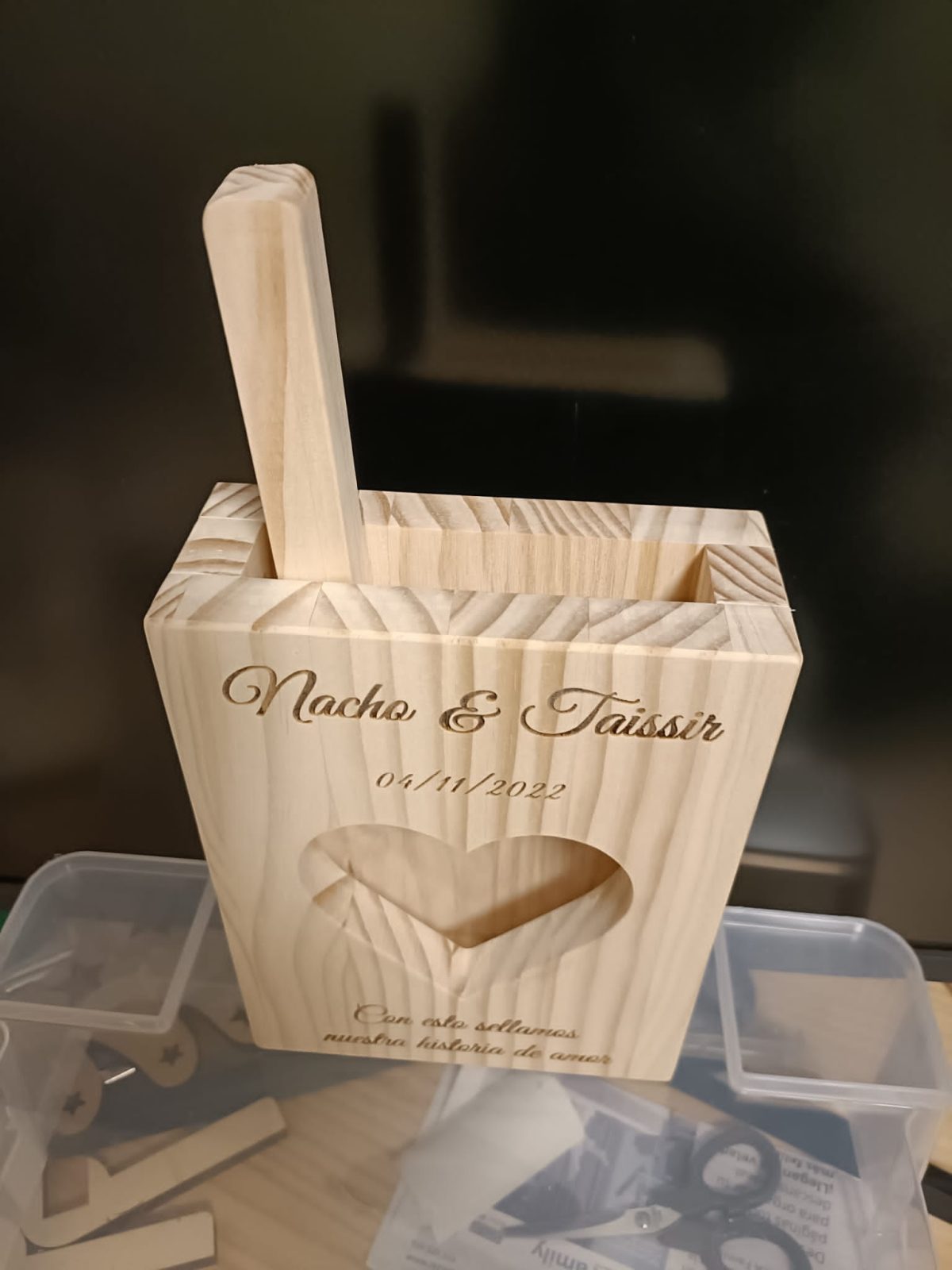 RITUAL DE ARENA MADERA MACIZA PINO QUE TIERNO CANARIAS LAS PALMAS PERSONALIZADO