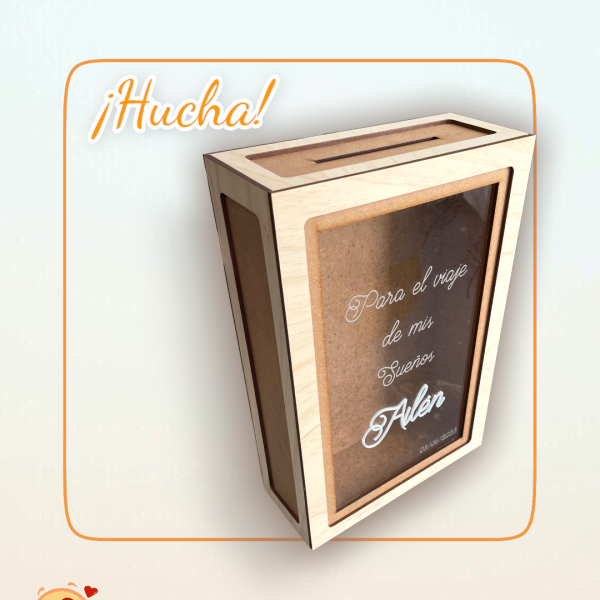 HUCHA PARA SUEÑOS QUE TIERNO MADERA METACRILATO ACRÍLICO PERSONALIZADO LAS PALMAS CANARIAS BONITO EVENTOS COMUNIONES BAUTIZO