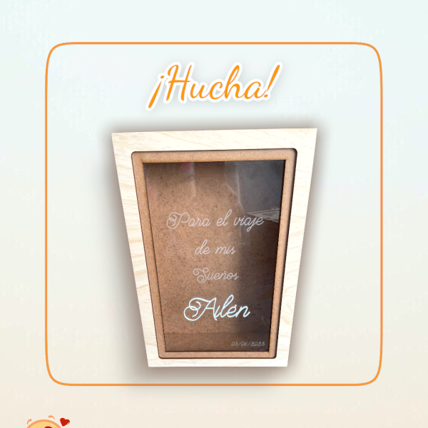 HUCHA PARA SUEÑOS QUE TIERNO MADERA METACRILATO ACRÍLICO PERSONALIZADO LAS PALMAS CANARIAS BONITO EVENTOS COMUNIONES BAUTIZO