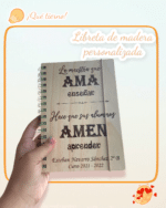 LIBRETA MADERA BOLÍGRAFO PERSONALIZABLE RECICLADA QUE TIERNO LAS PALMAS CANARIAS
