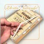 LIBRETA MADERA BOLÍGRAFO PERSONALIZABLE RECICLADA QUE TIERNO LAS PALMAS CANARIAS