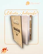 LIBRETA MADERA BOLÍGRAFO PERSONALIZABLE RECICLADA QUE TIERNO LAS PALMAS CANARIAS