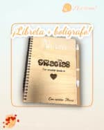 LIBRETA MADERA BOLÍGRAFO PERSONALIZABLE RECICLADA QUE TIERNO LAS PALMAS CANARIAS