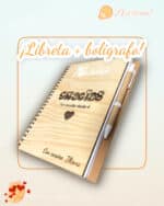 LIBRETA MADERA BOLÍGRAFO PERSONALIZABLE RECICLADA QUE TIERNO LAS PALMAS CANARIAS