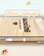 LIBRETA MADERA BOLÍGRAFO PERSONALIZABLE RECICLADA QUE TIERNO LAS PALMAS CANARIAS