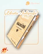 LIBRETA MADERA BOLÍGRAFO PERSONALIZABLE RECICLADA QUE TIERNO LAS PALMAS CANARIAS
