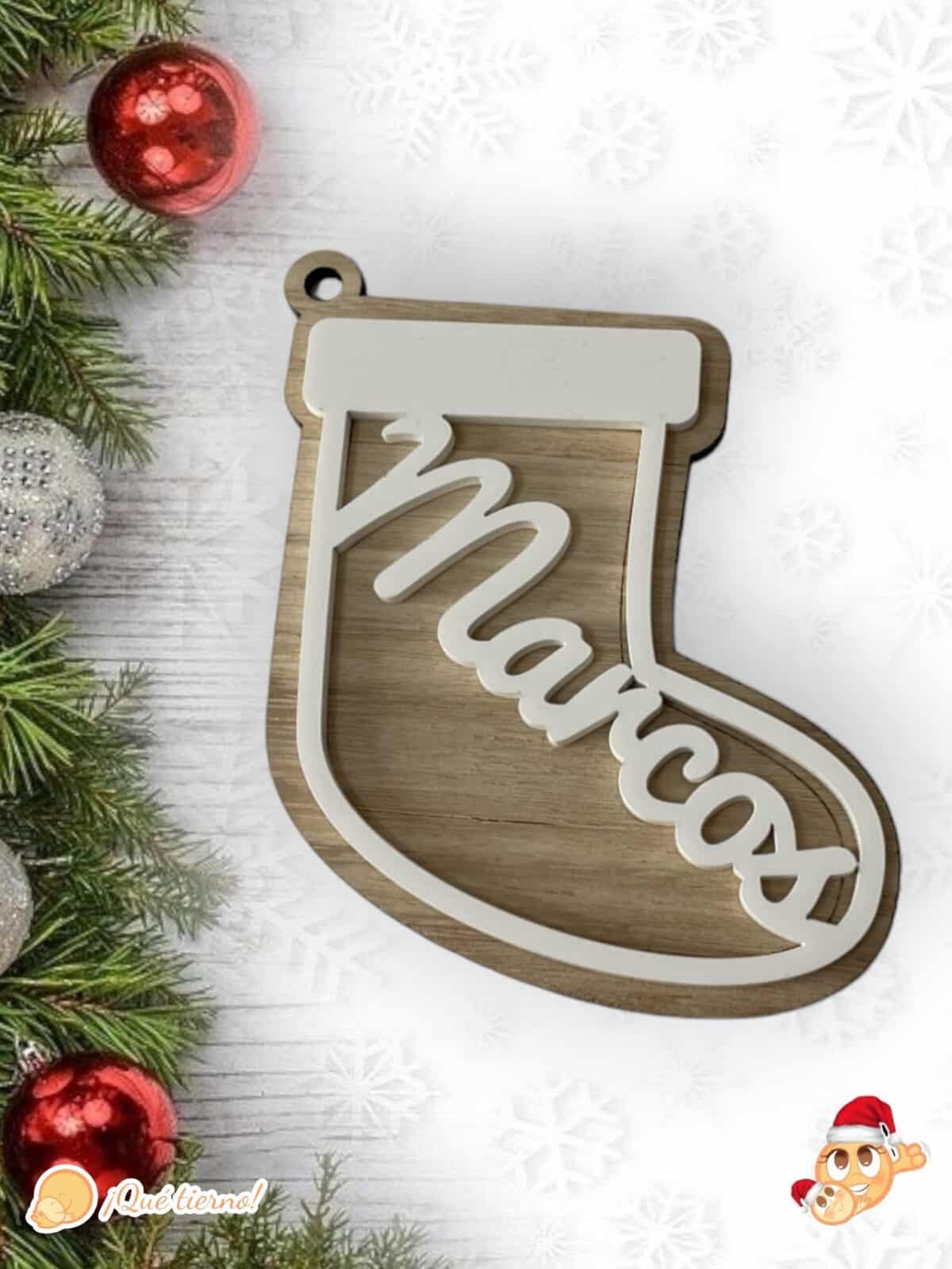 BOLA BOTA NAVIDAD PERSONALIZADA QUE TIERNO LAS PALMAS CANARIAS Bola Calcetín - Imagen 1