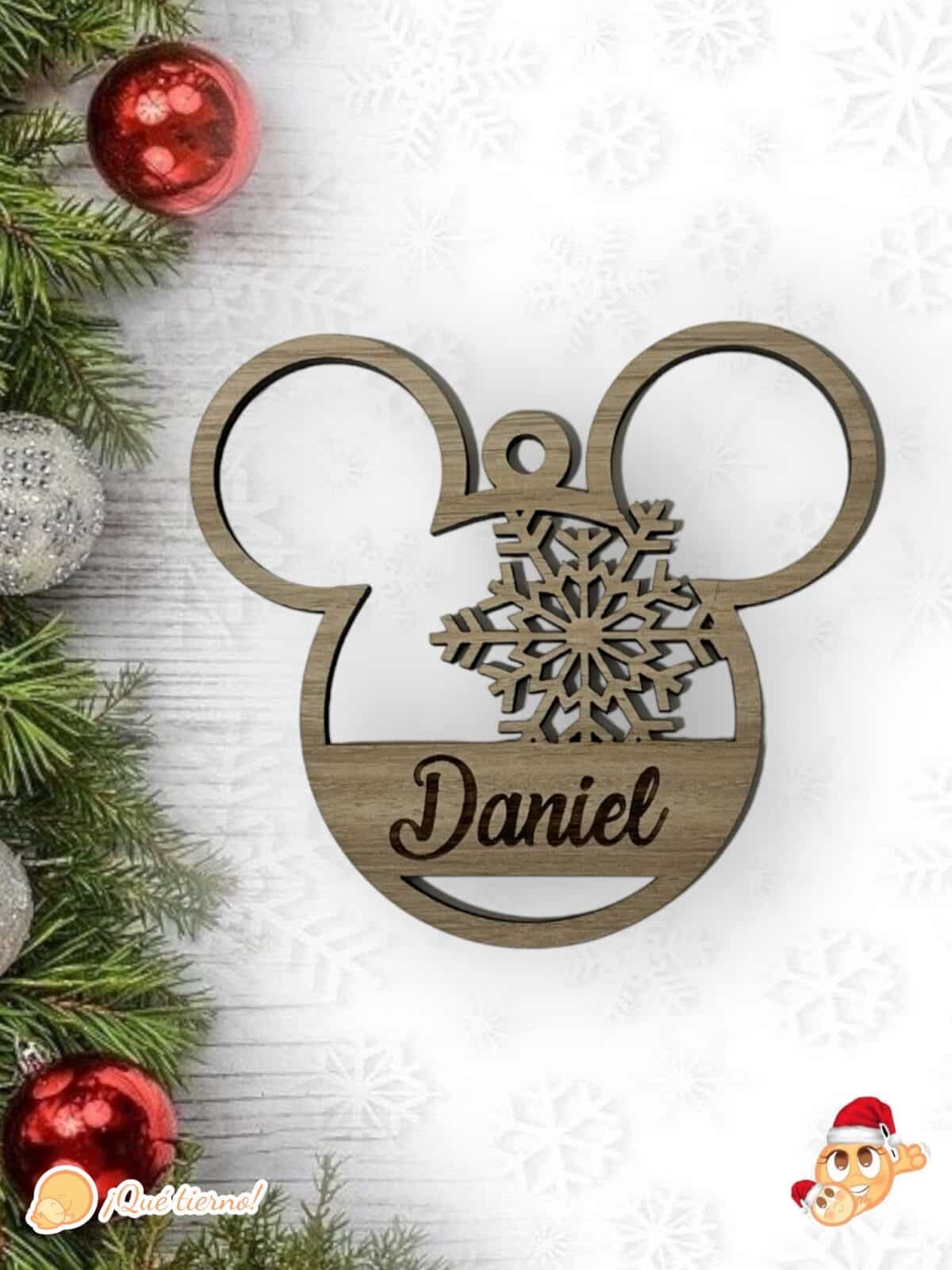 QUE TIERNO CANARIAS LAS PALMAS NAVIDAD BOLA MICKEY PERSONALIZADA MADERA
