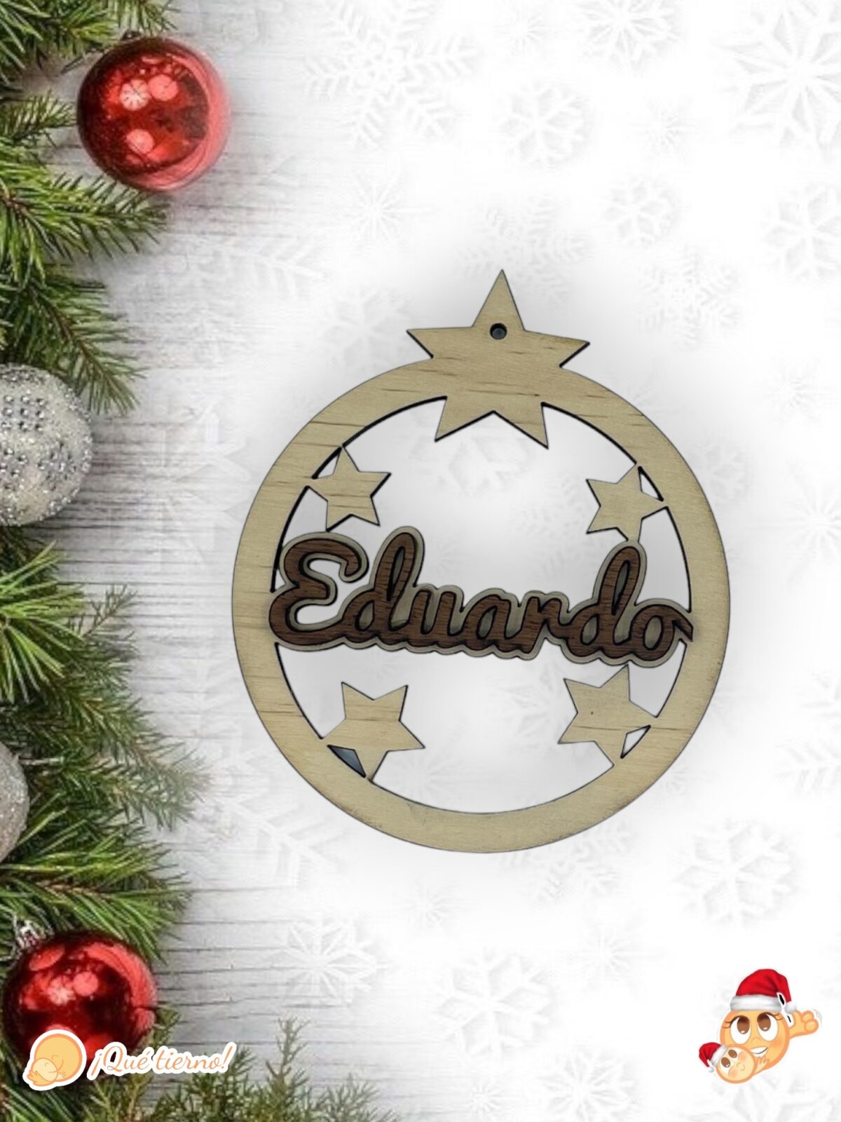 BOLA NAVIDAD QUE TIERNO CANARIAS MADERA PERSONALIZADO