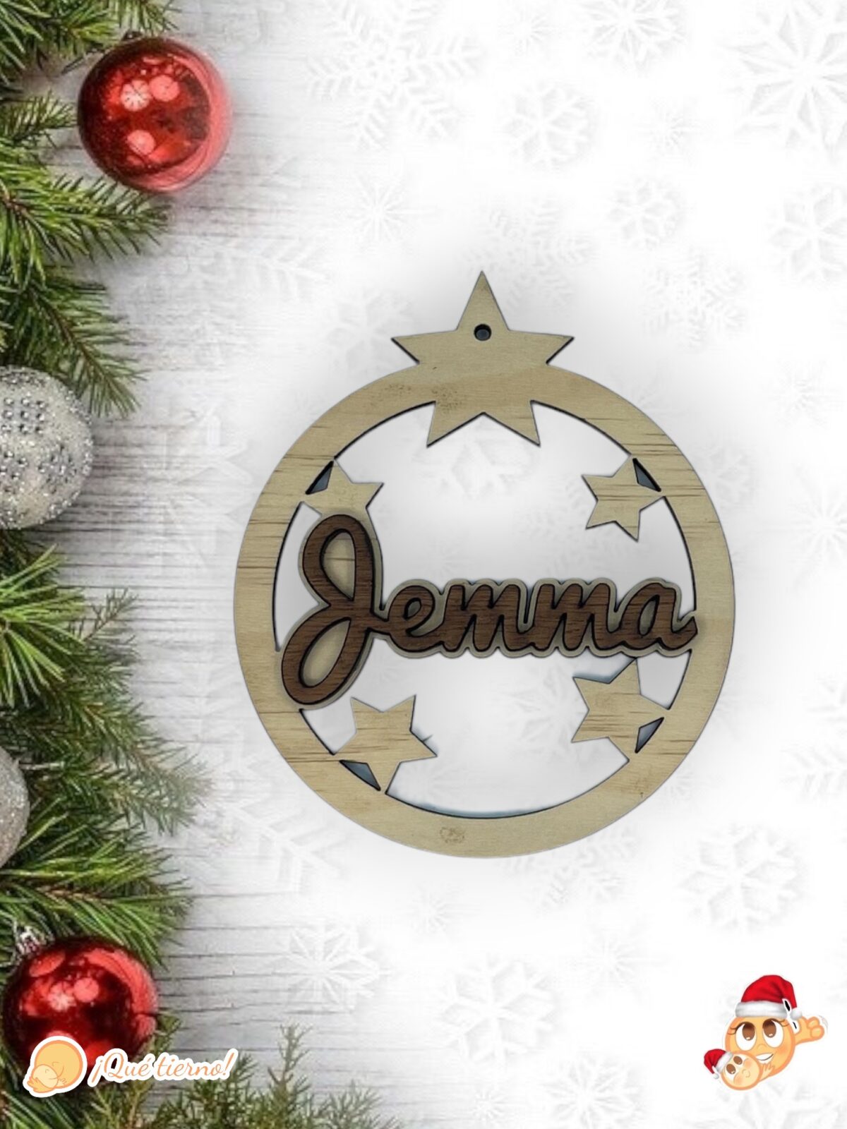 BOLA NAVIDAD QUE TIERNO CANARIAS MADERA PERSONALIZADO