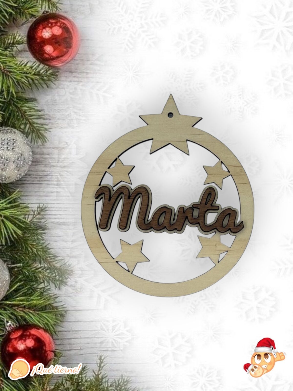 BOLA NAVIDAD QUE TIERNO CANARIAS MADERA PERSONALIZADO