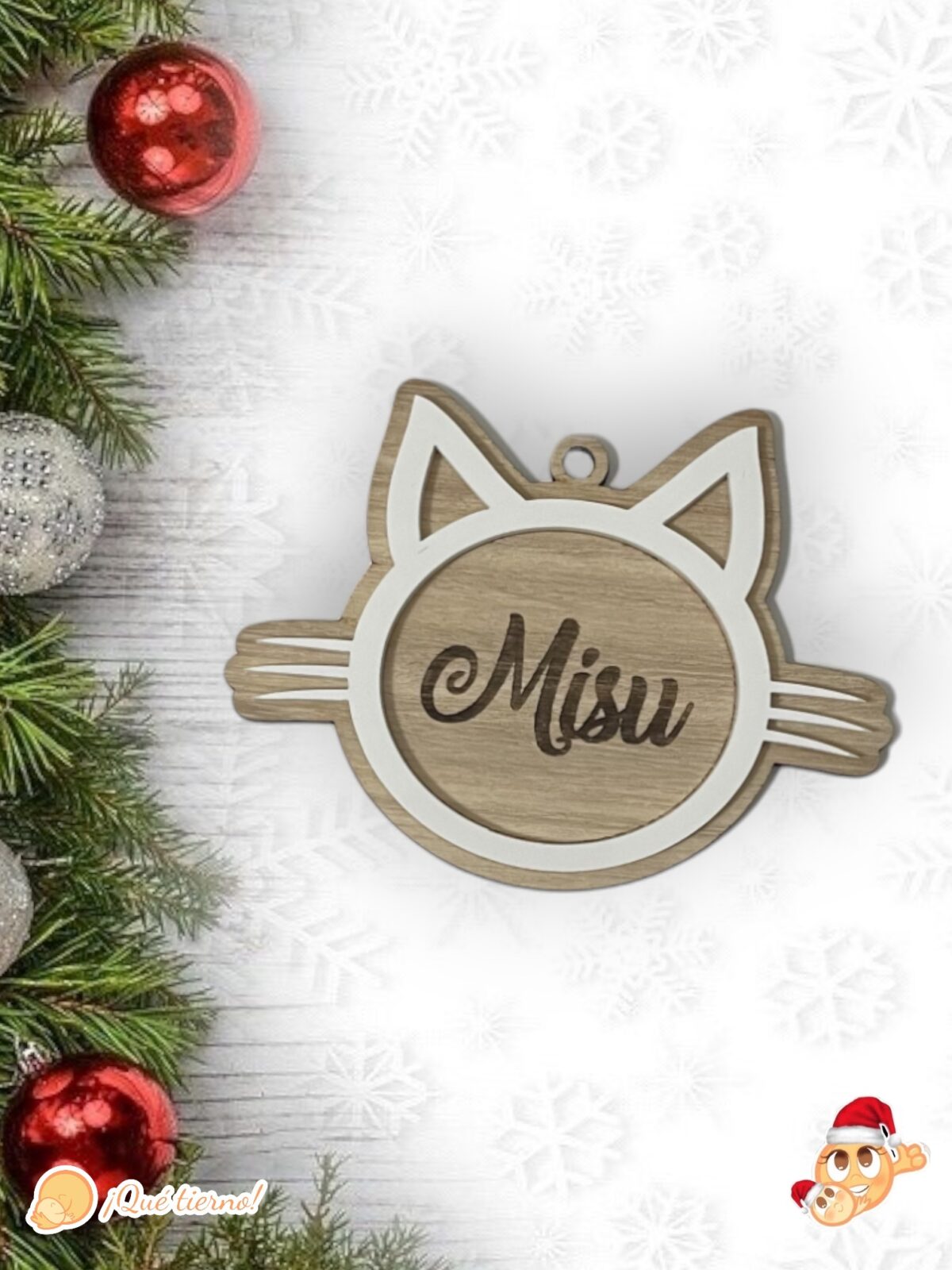 BOLA NAVIDAD QUE TIERNO CANARIAS MADERA PERSONALIZADO