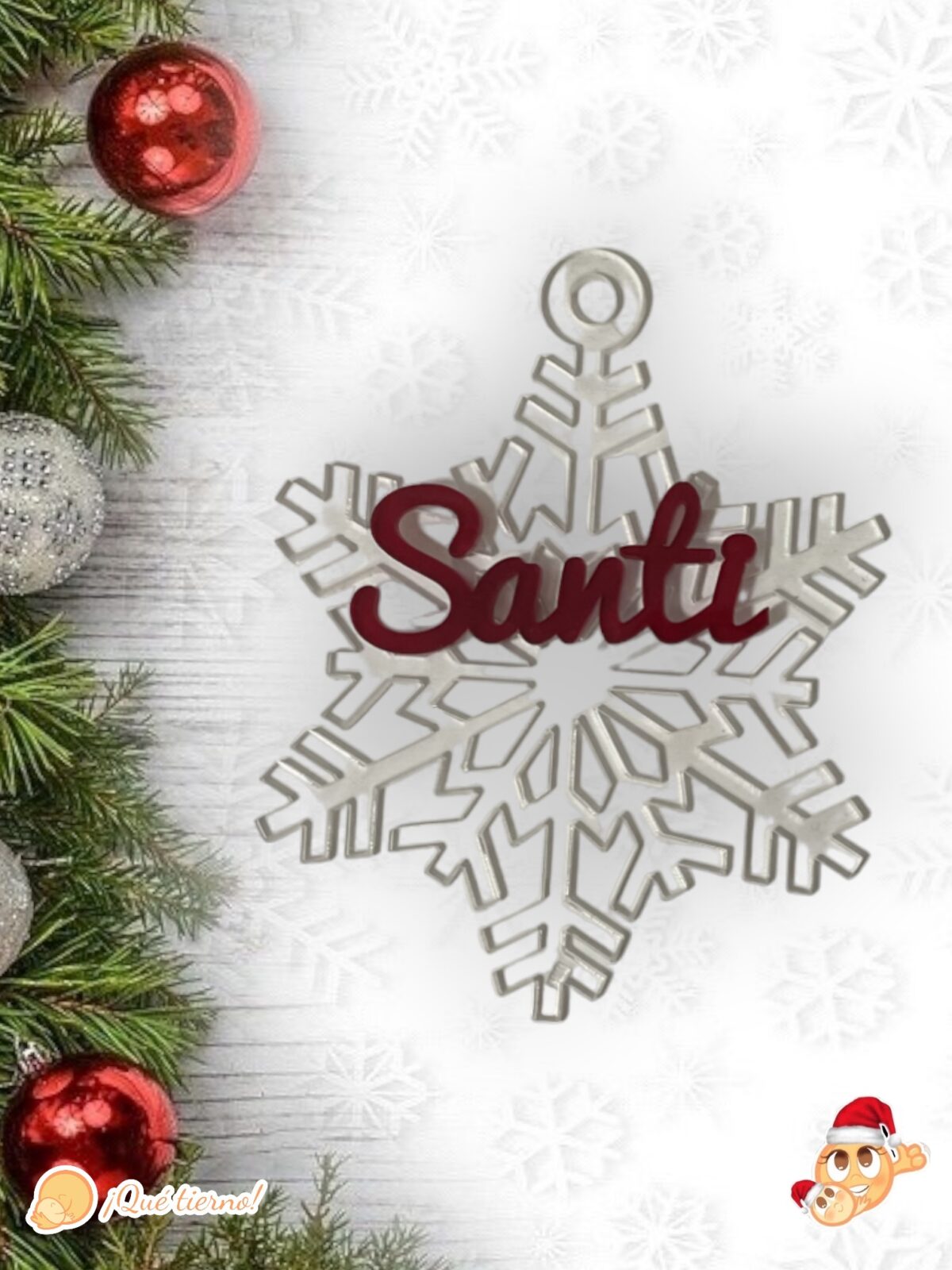 BOLA NAVIDAD QUE TIERNO CANARIAS MADERA PERSONALIZADO