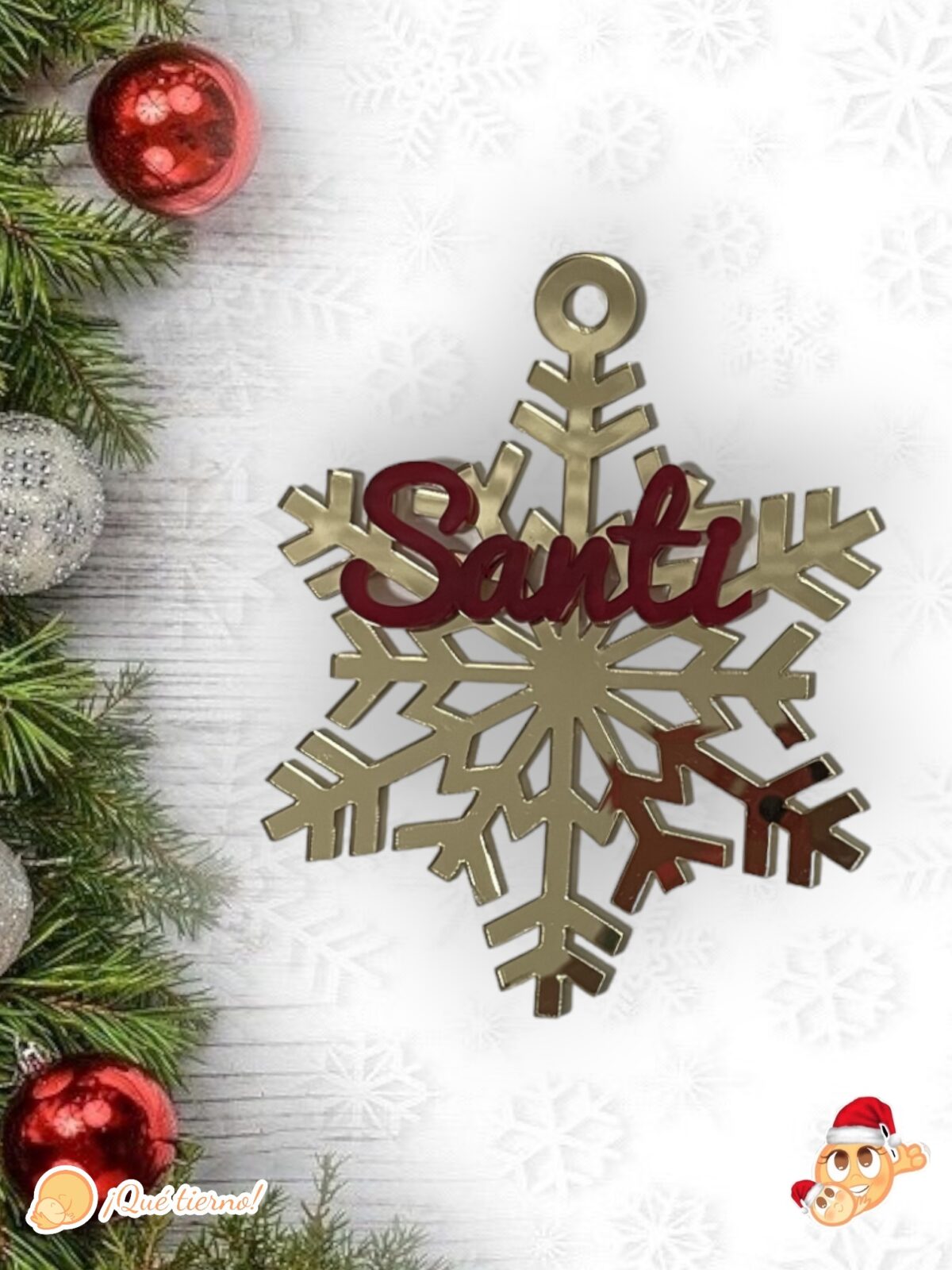 BOLA NAVIDAD QUE TIERNO CANARIAS MADERA PERSONALIZADO